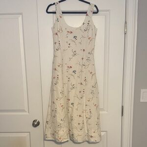 Polo by Ralph Lauren Perce Day Dress Cream Floral Midi Size 4 100% Linen
